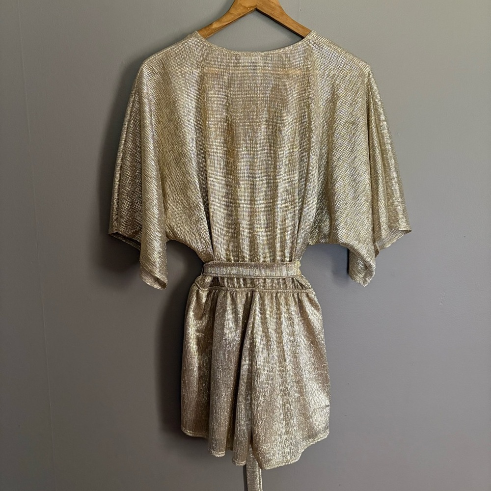 Lulus Dazzling Diva Gold Romper Size Small - Picture 3 of 9